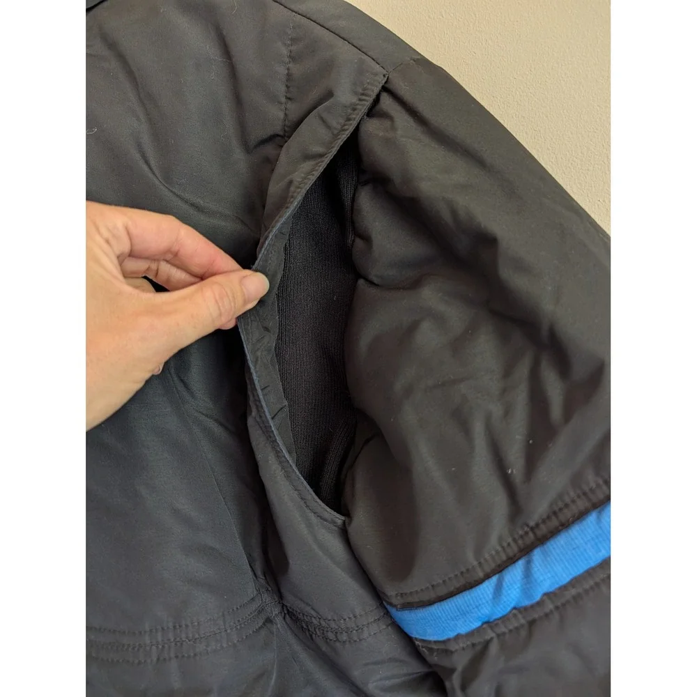 Vtg 70s/80s Skitique International Down Snow Jacket Black Blue Stripe Mens L Ski
